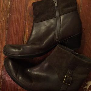 Clark dark brown booties- leather